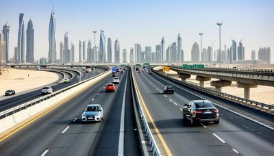 Dubai toll road travel service illustration Dubai toll road travel service illustration