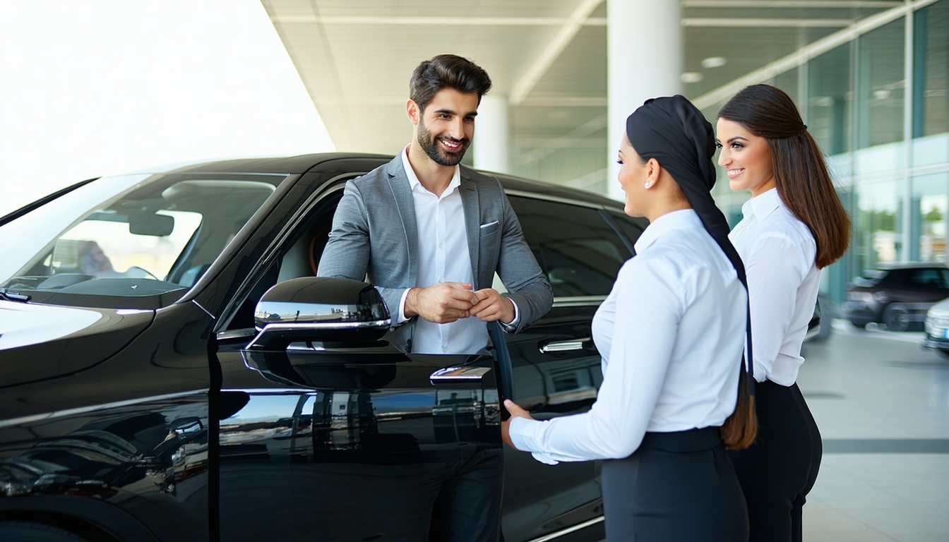 Professional chauffeur assisting guests at Dubai airport